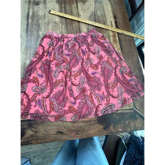 J. Crew Women's Barbie Pink 100% Silk Artsy Career Paisley Skirt Size 2 pleated - Picture 5 of 10